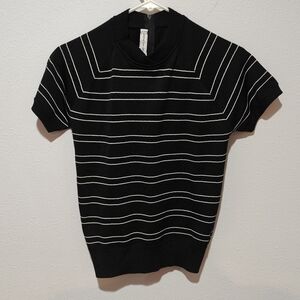 Givinchy Sport Top Women's Small 36 Old Money Stretchy Black White Stripes